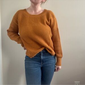 LAST CALL CABI Cable Knit Neutral V Neck Winter Sweater Minimalist Contemporary